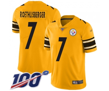 Nike Steelers #7 Ben Roethlisberger Gold Men's Stitched NFL Limited Inverted Legend 100th Season Jersey