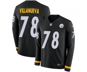 Nike Steelers 78 Alejandro Villanueva Black Team Color Men's Stitched NFL Limited Therma Long Sleeve Jersey