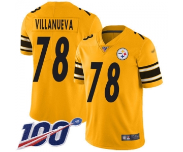 Nike Steelers #78 Alejandro Villanueva Gold Men's Stitched NFL Limited Inverted Legend 100th Season Jersey