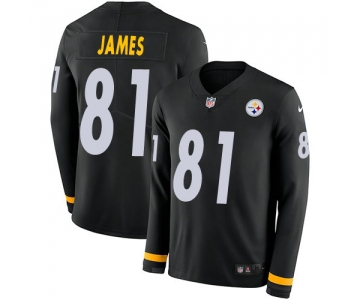 Nike Steelers 81 Jesse James Black Team Color Men's Stitched NFL Limited Therma Long Sleeve Jersey