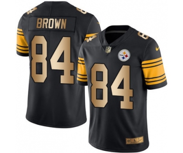 Nike Steelers #84 Antonio Brown Black Men's Stitched NFL Limited Gold Rush Jersey