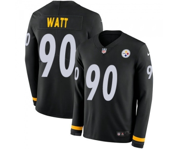 Nike Steelers 90 T. J. Watt Black Team Color Men's Stitched NFL Limited Therma Long Sleeve Jersey