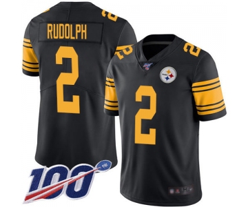 Steelers #2 Mason Rudolph Black Men's Stitched Football Limited Rush 100th Season Jersey