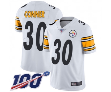 Steelers #30 James Conner White Men's Stitched Football 100th Season Vapor Limited Jersey
