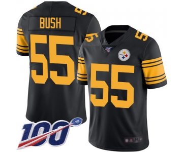 Steelers #55 Devin Bush Black Men's Stitched Football Limited Rush 100th Season Jersey