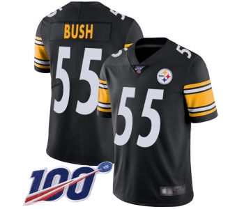 Steelers #55 Devin Bush Black Team Color Men's Stitched Football 100th Season Vapor Limited Jersey