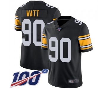 Steelers #90 T. J. Watt Black Alternate Men's Stitched Football 100th Season Vapor Limited Jersey
