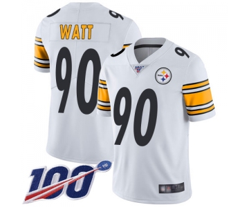 Steelers #90 T. J. Watt White Men's Stitched Football 100th Season Vapor Limited Jersey
