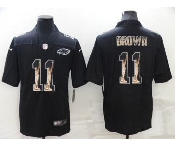 Men's Philadelphia Eagles #11 A. J. Brown Black Statue of Liberty Limited Stitched Jersey
