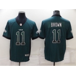 Men's Philadelphia Eagles #11 A. J. Brown Green Fashion Color Rush Limited Stitched Jersey