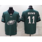 Men's Philadelphia Eagles #11 A. J. Brown Green Team Big Logo Limited Stitched Jersey
