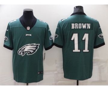 Men's Philadelphia Eagles #11 A. J. Brown Green Team Big Logo Limited Stitched Jersey