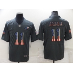 Men's Philadelphia Eagles #11 A. J. Brown Grey Salute To Service USA Flag Stitched Jersey