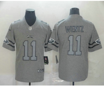 Men's Philadelphia Eagles #11 Carson Wentz 2019 Gray Gridiron Vapor Untouchable Stitched NFL Nike Limited Jersey