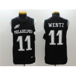 Men's Philadelphia Eagles #11 Carson Wentz Black Color Rush 2017 Vest Stitched NFL Nike Tank Top Jersey
