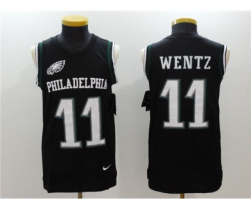 Men's Philadelphia Eagles #11 Carson Wentz Black Color Rush 2017 Vest Stitched NFL Nike Tank Top Jersey