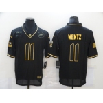 Men's Philadelphia Eagles #11 Carson Wentz Black Gold 2020 Salute To Service Stitched NFL Nike Limited Jersey
