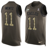 Men's Philadelphia Eagles #11 Carson Wentz Green Salute to Service Hot Pressing Player Name & Number Nike NFL Tank Top Jersey