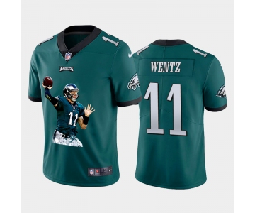 Men's Philadelphia Eagles #11 Carson Wentz Midnight Green Player Portrait Edition 2020 Vapor Untouchable Stitched NFL Nike Limited Jersey 3