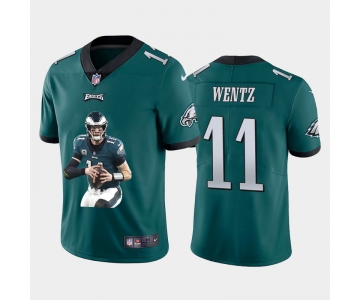 Men's Philadelphia Eagles #11 Carson Wentz Midnight Green Player Portrait Edition 2020 Vapor Untouchable Stitched NFL Nike Limited Jersey