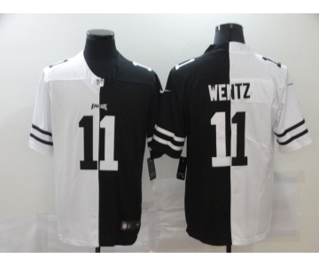 Men's Philadelphia Eagles #11 Carson Wentz White Black Peaceful Coexisting 2020 Vapor Untouchable Stitched NFL Nike Limited Jersey