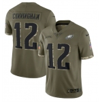 Men's Philadelphia Eagles #12 Randall Cunningham 2022 Olive Salute To Service Limited Stitched Jersey