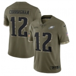 Men's Philadelphia Eagles #12 Randall Cunningham 2022 Olive Salute To Service Limited Stitched Jersey