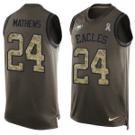 Men's Philadelphia Eagles #24 Ryan Mathews Green Salute to Service Hot Pressing Player Name & Number Nike NFL Tank Top Jersey