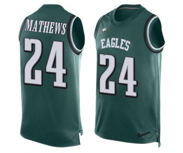 Men's Philadelphia Eagles #24 Ryan Mathews Midnight Green Hot Pressing Player Name & Number Nike NFL Tank Top Jersey