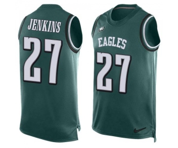 Men's Philadelphia Eagles #27 Malcolm Jenkins Midnight Green Hot Pressing Player Name & Number Nike NFL Tank Top Jersey