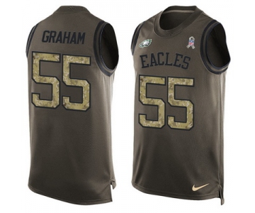 Men's Philadelphia Eagles #55 Brandon Graham Green Salute to Service Hot Pressing Player Name & Number Nike NFL Tank Top Jersey