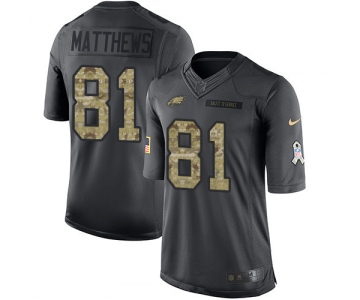 Men's Philadelphia Eagles #81 Jordan Matthews Black Anthracite 2016 Salute To Service Stitched NFL Nike Limited Jersey