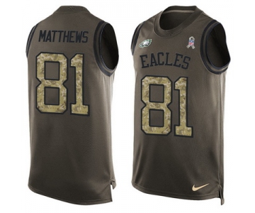 Men's Philadelphia Eagles #81 Jordan Matthews Green Salute to Service Hot Pressing Player Name & Number Nike NFL Tank Top Jersey
