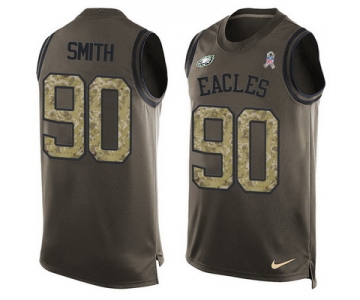 Men's Philadelphia Eagles #90 Marcus Smith Green Salute to Service Hot Pressing Player Name & Number Nike NFL Tank Top Jersey