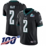 Men's Womens Youth Kids Philadelphia Eagles #2 Darius Slay Jr. Black Super Bowl LVII Patch Alternate 100th Season Vapor Limited Jersey