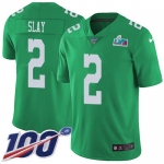 Men's Womens Youth Kids Philadelphia Eagles #2 Darius Slay Jr. Green Super Bowl LVII Patch Limited Rush 100th Season Jersey