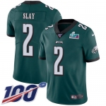 Men's Womens Youth Kids Philadelphia Eagles #2 Darius Slay Jr. Green Team Color Super Bowl LVII Patch 100th Season Vapor Limited Jersey