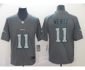 Nike Eagles 11 Carson Wentz Gray Camo Vapor Untouchable Limited Jersey