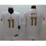 Nike Eagles #11 Carson Wentz White Men's Stitched NFL Limited Salute to Service Jersey