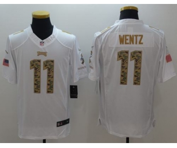 Nike Eagles #11 Carson Wentz White Men's Stitched NFL Limited Salute to Service Jersey