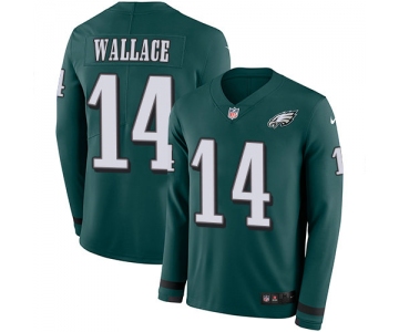 Nike Eagles 14 Mike Wallace Midnight Green Team Color Men's Stitched NFL Limited Therma Long Sleeve Jersey