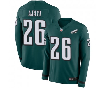 Nike Eagles 26 Jay Ajayi Midnight Green Team Color Men's Stitched NFL Limited Therma Long Sleeve Jersey