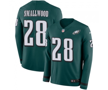 Nike Eagles 28 Wendell Smallwood Midnight Green Team Color Men's Stitched NFL Limited Therma Long Sleeve Jersey