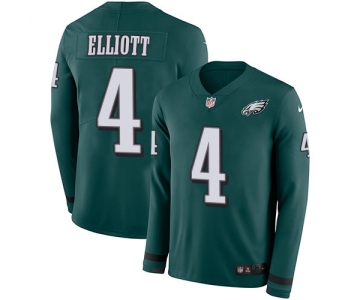 Nike Eagles 4 Jake Elliott Midnight Green Team Color Men's Stitched NFL Limited Therma Long Sleeve Jersey