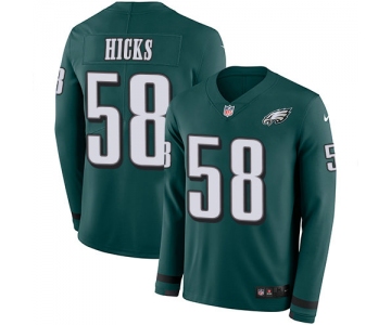 Nike Eagles 58 Jordan Hicks Midnight Green Team Color Men's Stitched NFL Limited Therma Long Sleeve Jersey