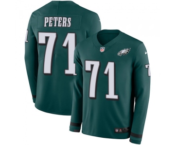 Nike Eagles 71 Jason Peters Midnight Green Team Color Men's Stitched NFL Limited Therma Long Sleeve Jersey