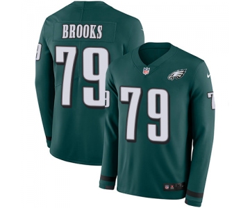Nike Eagles 79 Brandon Brooks Midnight Green Team Color Men's Stitched NFL Limited Therma Long Sleeve Jersey