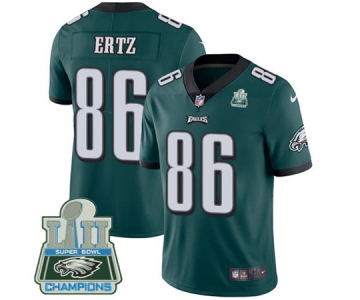 Nike Eagles #86 Zach Ertz Midnight Green Team Color Super Bowl LII Champions Men's Stitched NFL Vapor Untouchable Limited Jersey