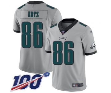 Nike Eagles #86 Zach Ertz Silver Men's Stitched NFL Limited Inverted Legend 100th Season Jersey