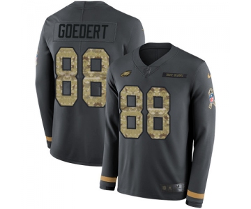 Nike Eagles #88 Dallas Goedert Anthracite Salute to Service Men's Stitched NFL Limited Therma Long Sleeve Jersey